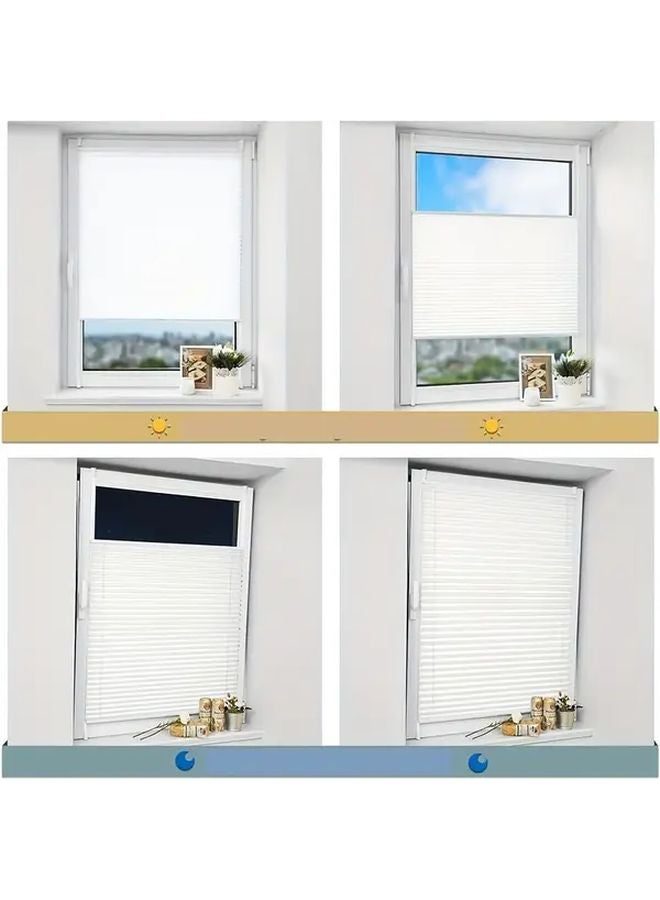 Full View Lift Up Down Pleated Curtain No Hole Design White 27 56X39 37 Inch - Image 2